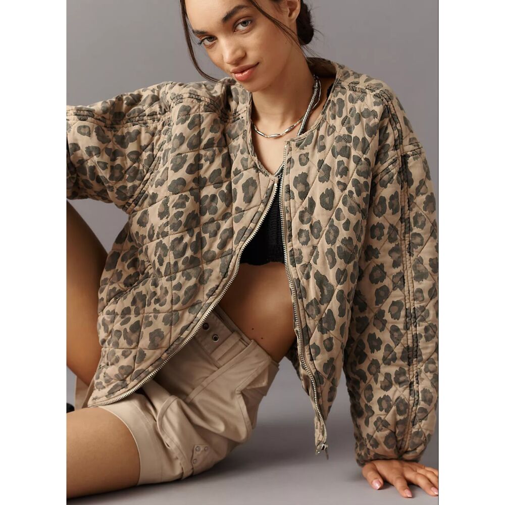 BLANKNYC Spot On Leopard Print Quilted Jacket Small